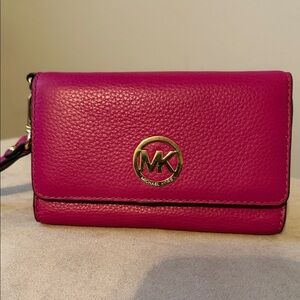 Michael Kors Fuchsia Leather Wallet/Wristlet